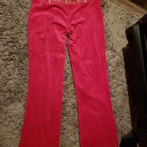 Bebe Velour Hot Pink Logo Pants Size S